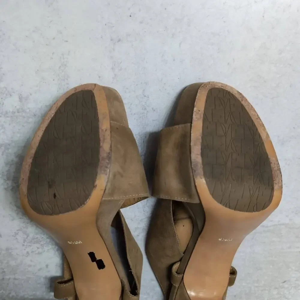 Diane von Furstenberg Zia Crisscross Suede Platform Heels Slingback Sandals 9.5M